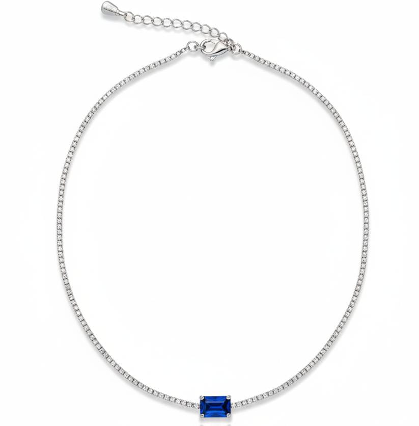 Chocker With Blue Stone + Zircon