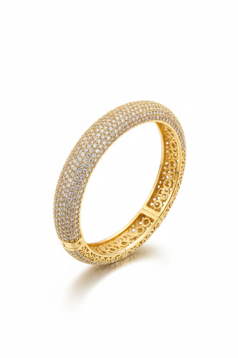 Pave Hinged Bangle + Zircon