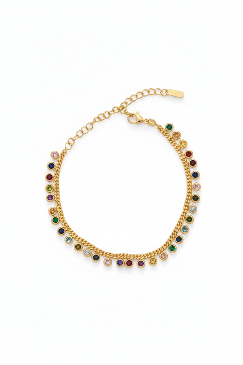 Dangling Round Rainbow Bracelet