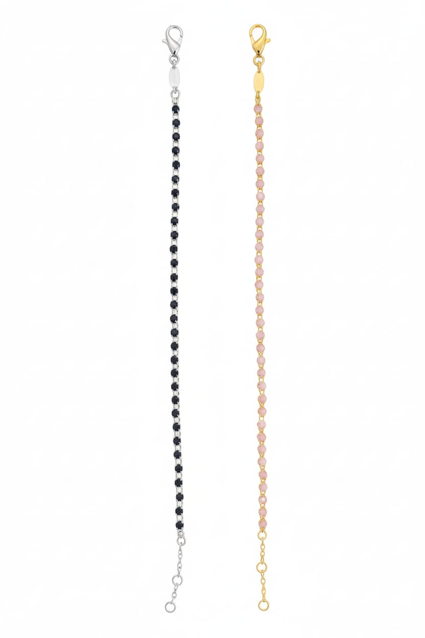 Braided Bracelet (Black + Pink)