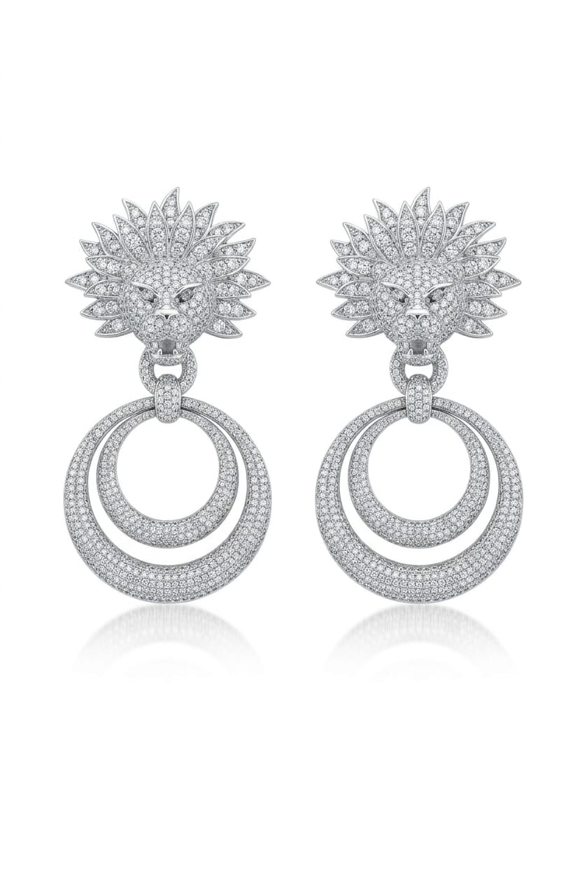 Blue Stones Square Earring + Zircon