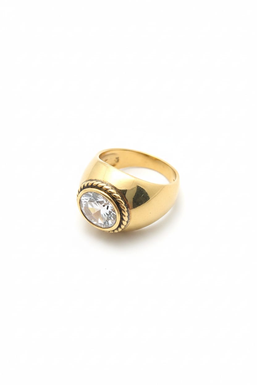 Ring + White Crystal Stone
