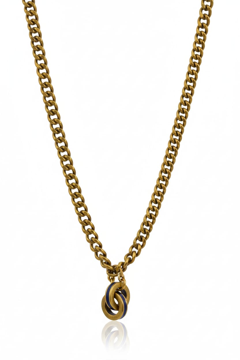 Big Chain Necklace Bulgari + Double Blue Rings