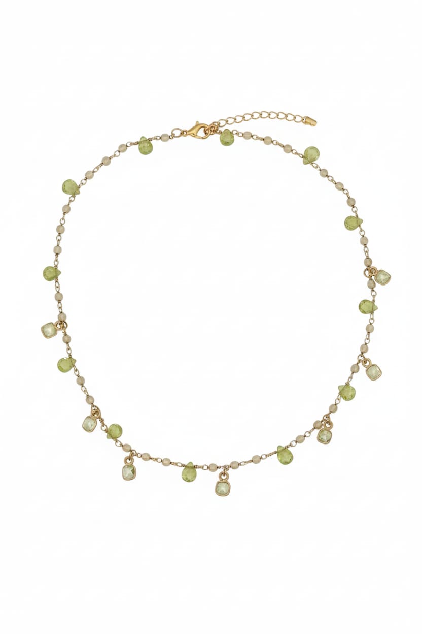 Green Chocker + Dangling Quartz Stones