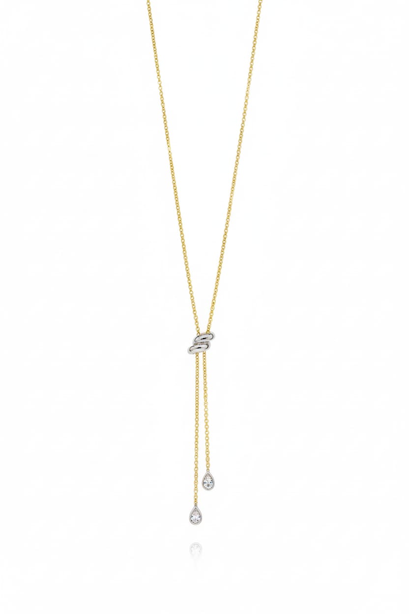"Y" Necklace + Two Tear Drop Crystals