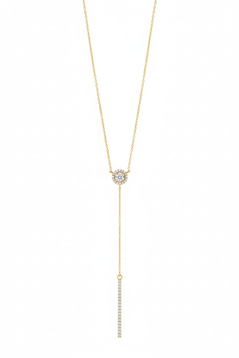 "Y" + Round Crystals + Dangling Zircon