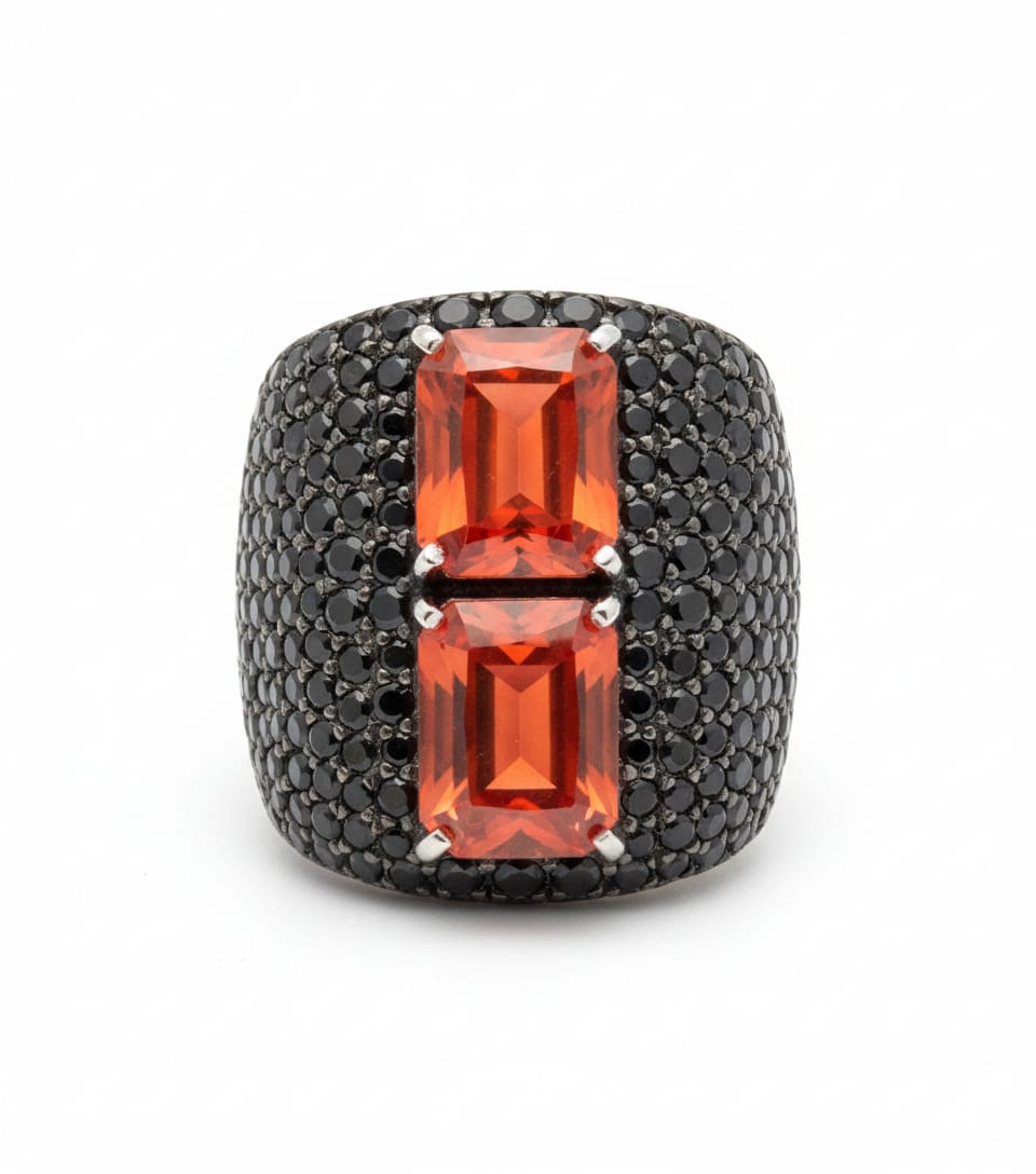 Semi Precious Red Stone + Zircon