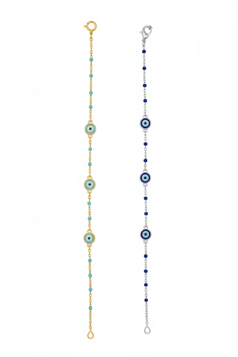 Enamel Bracelet With Three Round Blue Eyes Or Feyrouz (Reverse)