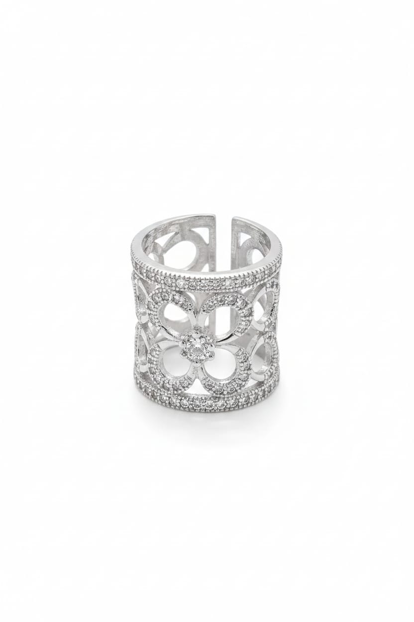 Cubic Flower Ring + Zircon