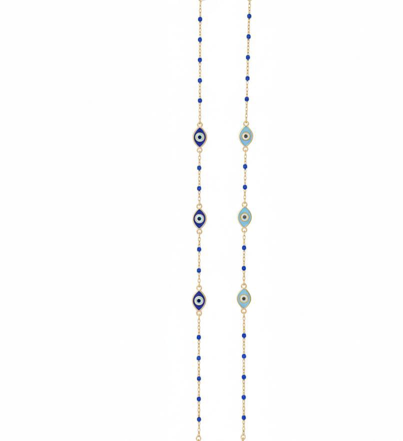 Enamel Blue Or Feyrouz Oval Eye Bracelet (Reverse)