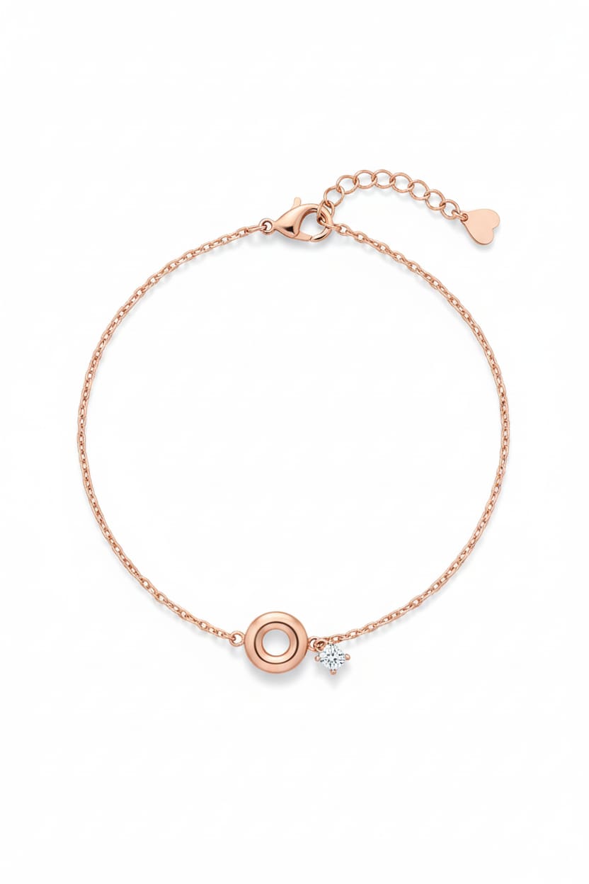 Simple Bracelet + Circle + Dangling Zircon