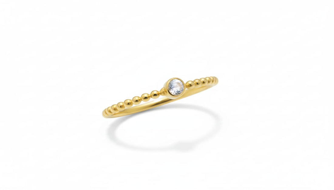 Beaded Ring + Zircon