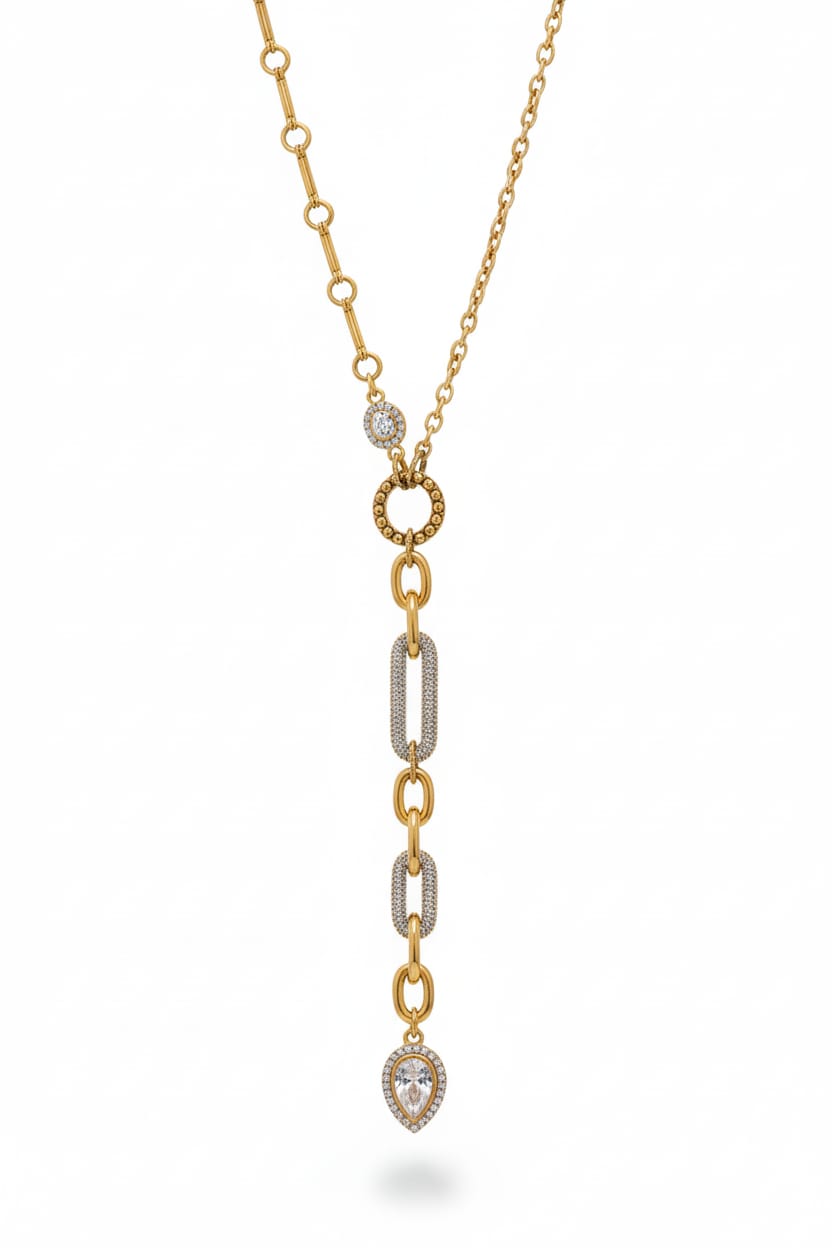 Halo Path Necklace + Rondelle + Zircon + Crystal
