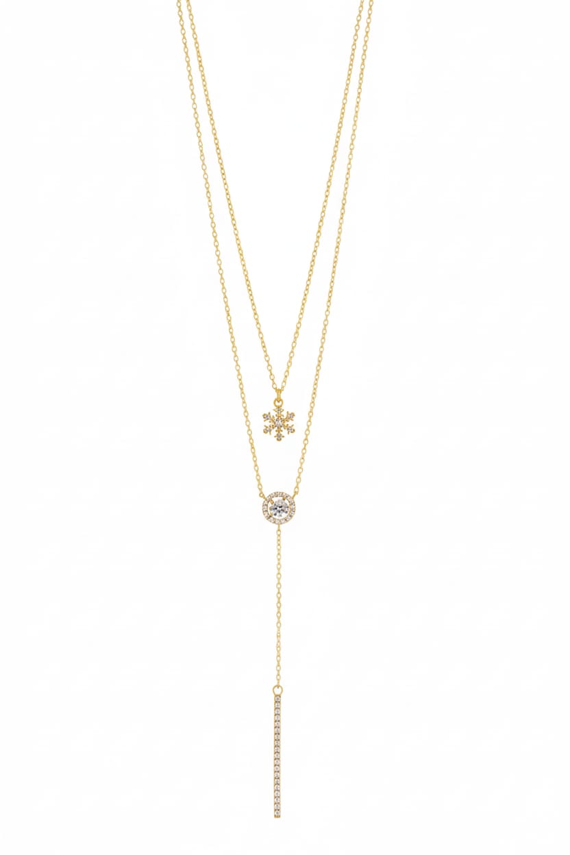 Double Necklace + Star + Big White Stone