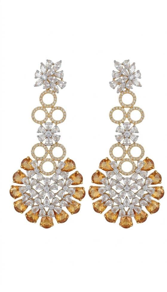 Brown Stones + Round Zircon + White Crystals