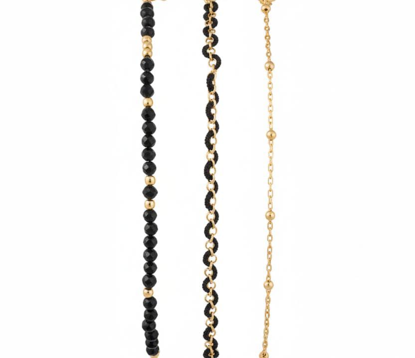 Braided + Black Beads + Chain