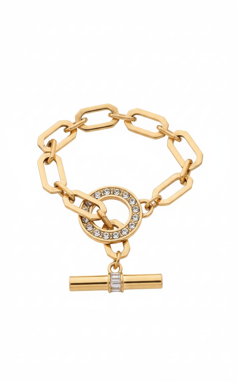 "Chic Smart" Bracelet + Round Zircon + T-Bar Toggle