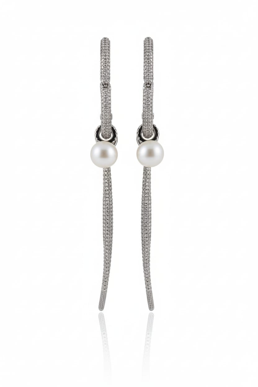 Monaco Earring + Zircon + Pearl
